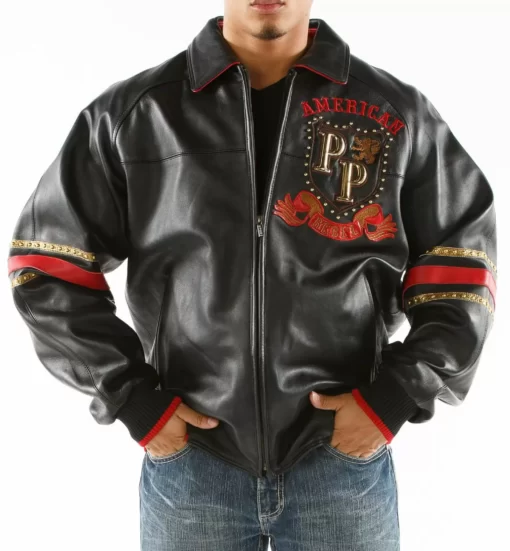 American Rebel Black Pelle Pelle Studded Jacket