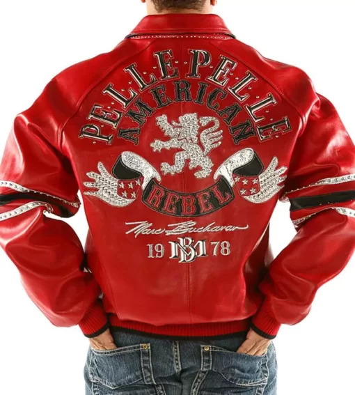 American Rebel Red Pelle Pelle Studded Leather Jacket 2022