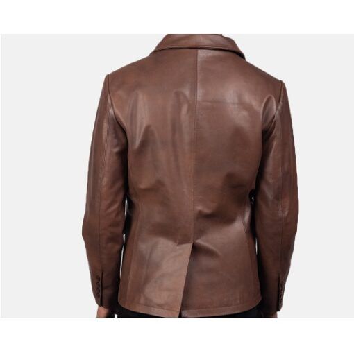 Brown-Leather-Naval-Short-Peacoat-