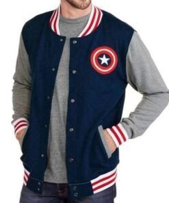 Captain America Blue and Grey Varsity Jacket