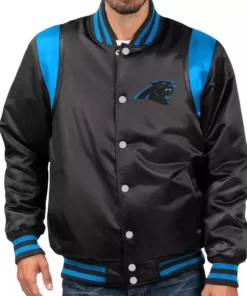Carolina Panthers NFL Black Blue Satin Jacket