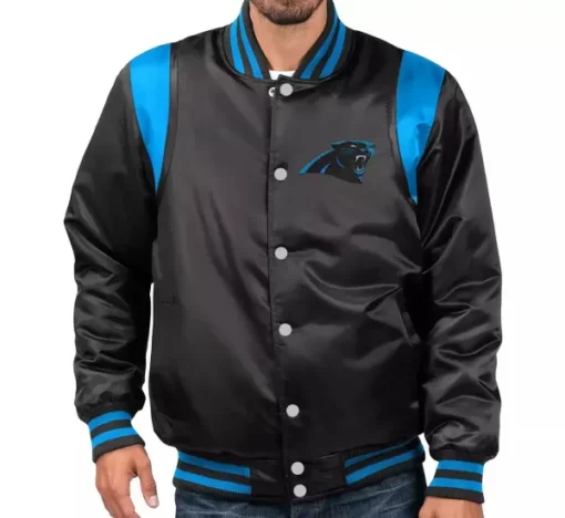Carolina Panthers NFL Black Blue Satin Jacket