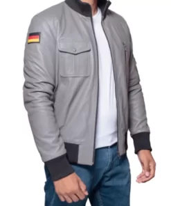 German Luftwaffe Flight Grey Leather Bomber Jacket