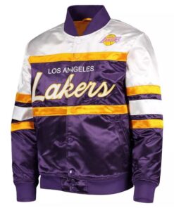 LA Lakers Hardwood Classics Purple and White Bomber Jacket