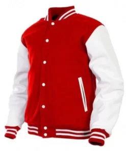 Men Baseball Sports Red and White Letterman Jacket