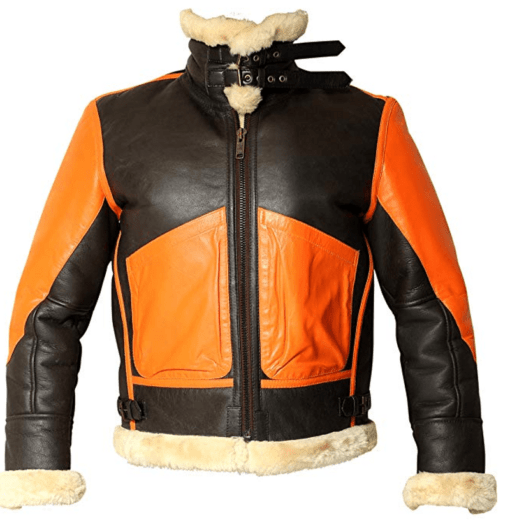 Mens-B3-Shearling-Sheepskin-Orange-Jacket