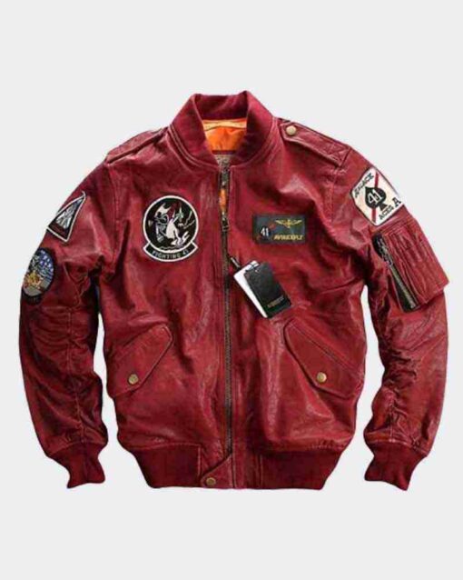 Mens Carrier Air Wing Red Bomber Jacket