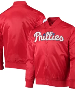 Men’s Philadelphia Phillies Pro Standard Red Wordmark Satin Jacket 2022