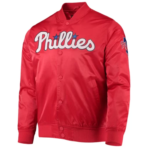 Men’s Philadelphia Phillies Pro Standard Red Wordmark Satin Jacket