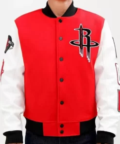 NBA Houston Rockets White And Red Varsity Jacket