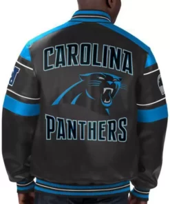 NFL Carolina Panthers Black Blue Leather Jacket 2022
