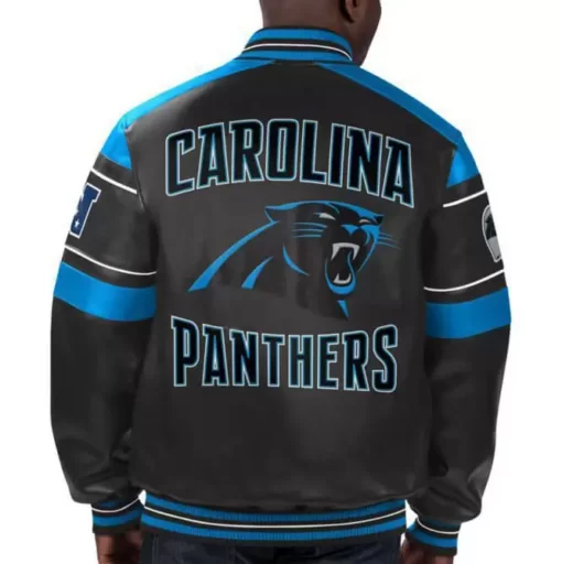 NFL Carolina Panthers Black Blue Leather Jacket 2022