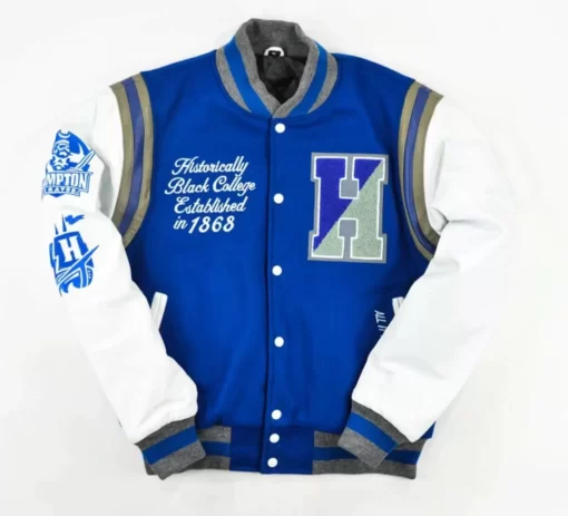 Navy Blue Hampton University Varsity Jacket