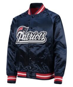 New England Patriots Navy Satin Raglan Satin Jacket