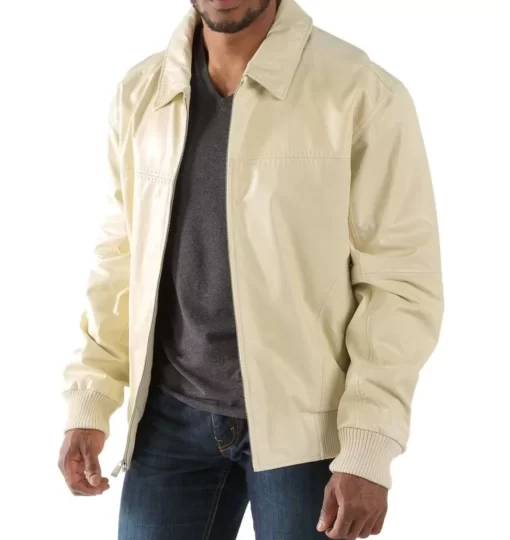 Pelle Pelle Plain White Leather Jacket