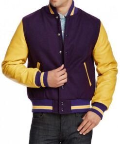 Purple and Yellow Letterman Varsity Jacket