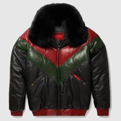 Red-Green-And-Black-V-Bomber-Leather-Jacket (1)