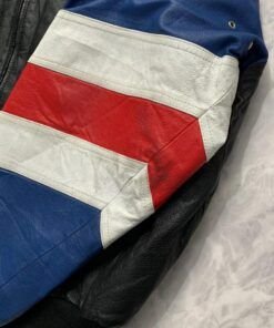 USA Flag Black Leather Jacke