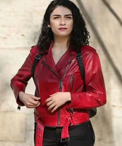 Zeynep Erman The Protector Red Biker Leather Jacket