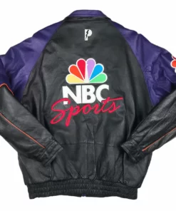 vintage nbc sports 90s pro player leather jacket