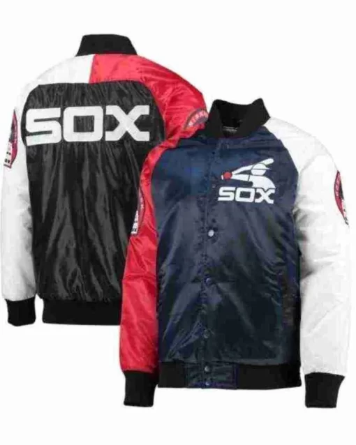Chicago White Sox Navy Blue and Red Satin Jacket