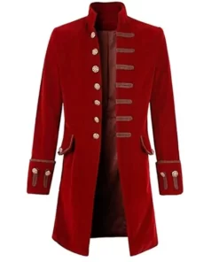Men’s Private Gothic Steampunk Velvet Red Coat