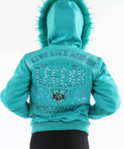 Blue Pelle Pelle Fur Hood Live Like a Queen Wool Jacket 2022