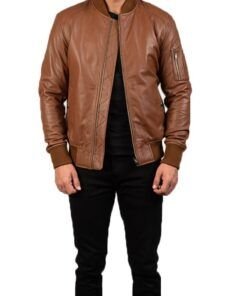 Bomia Ma-1 Brown Leather Bomber Jacket