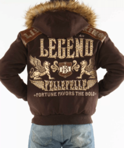Brown Pelle Pelle Fur Hood Live Like A King Wool Jacket 2022
