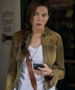 Echoes 2022 Michelle Monaghan Green Suede Jacket
