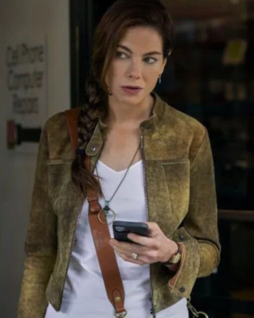 Echoes 2022 Michelle Monaghan Green Suede Jacket