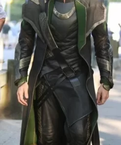 Tom Hiddleston Loki Black Leather Coat