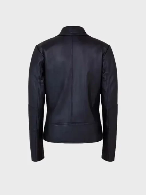Womens Shawl Collar Black Leather Jacket