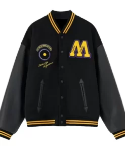 MAMC Black Listen Up Hoop Time Stadium Varsity Jacket