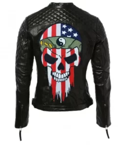 USN Skull Black Motorcycle Jacket 2022