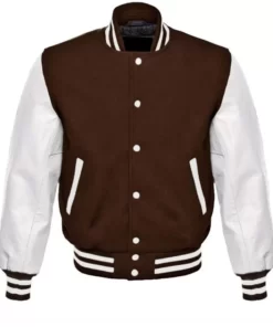 Andres Brown and White Baseball Varsity Letterman Jacket