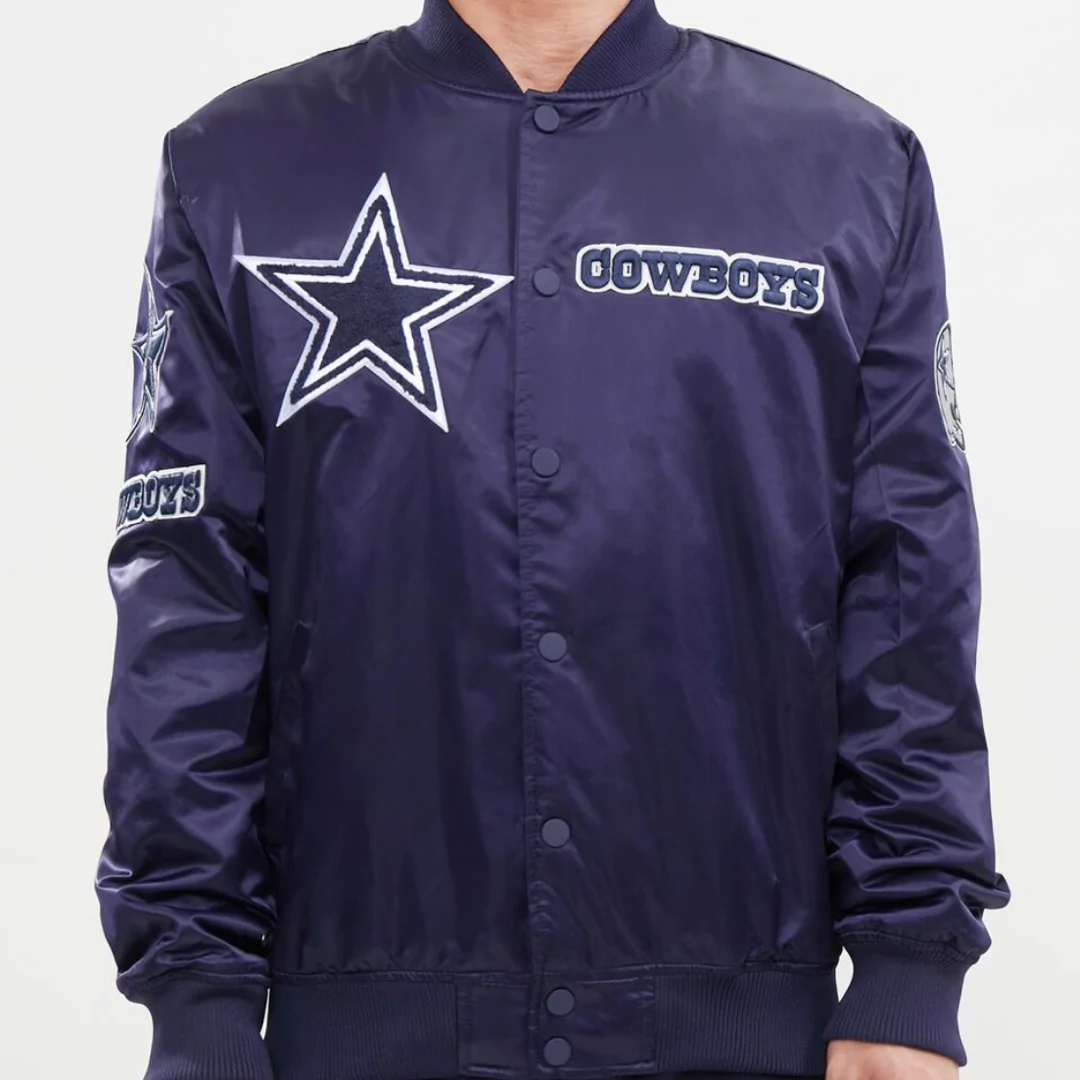 Dallas Cowboys Chest Hit Logo Satin Jacket | Universal Jacket