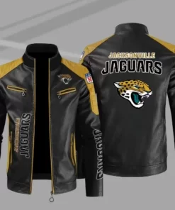 Jacksonville Jaguars Yellow Color Block Leather Jacket