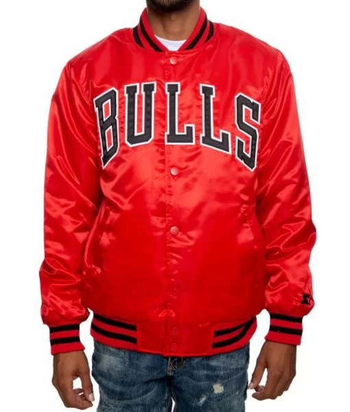 Men’s Chicago Bulls Satin Red Jacket