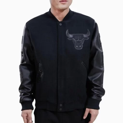 Men’s Chicago Bulls Triple Black Varsity Jacket