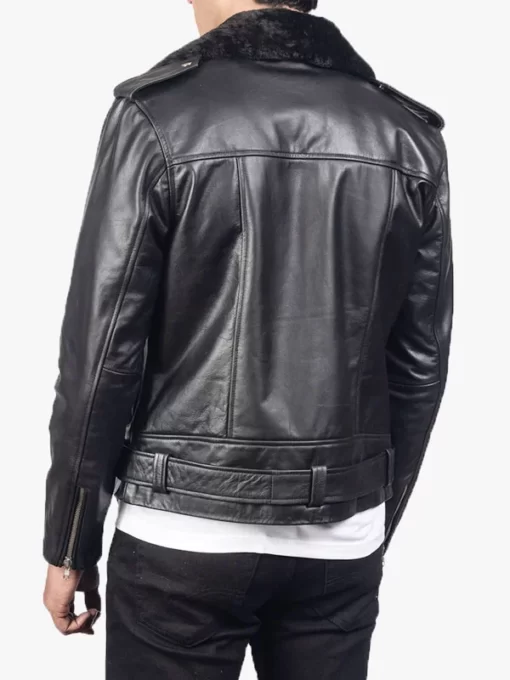 Men’s Smooth Black Color Motorcycle Leather Jacket 2022