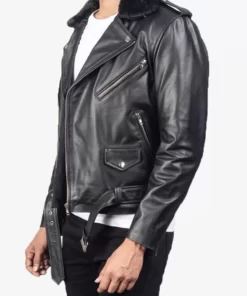 Smooth Black Color Motorcycle Leather Jacket