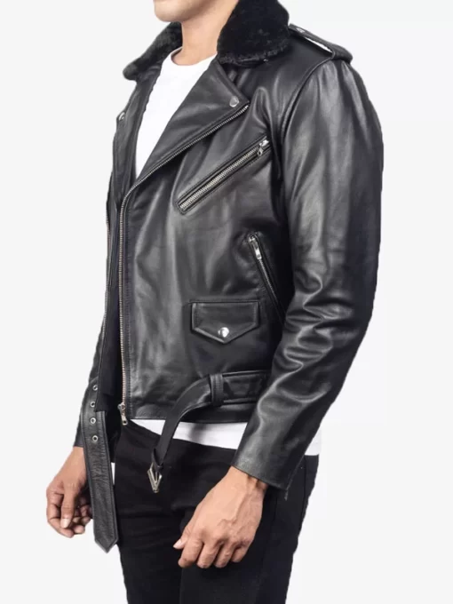 Smooth Black Color Motorcycle Leather Jacket