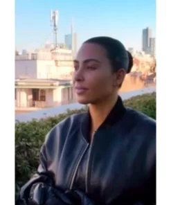 The Kardashians S02 Kim Kardashian Leather Bomber Jacket 2022