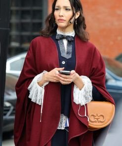Luna-La-Gossip-Girl-S02-Zion-Moreno-Maroon-Cape-Cardigan
