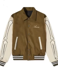 Men’s Amiri Bones Brown & Beige Varsity Jacket