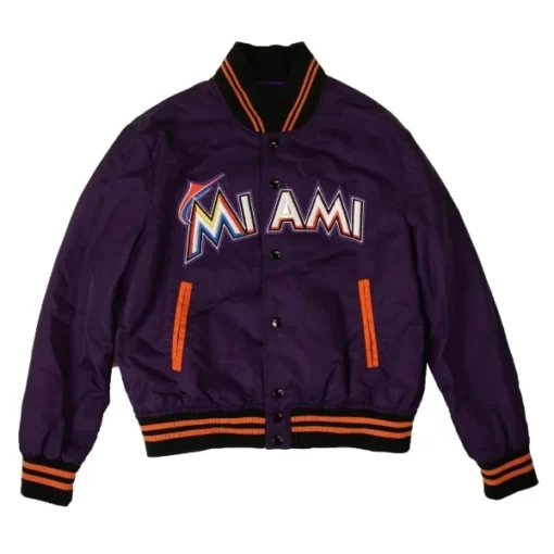 Purple Miami Marlins Bomber Jacket