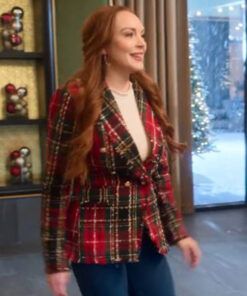 Sierra-Belmont-Falling-For-Christmas-Lindsay-Lohan-Check-Coat