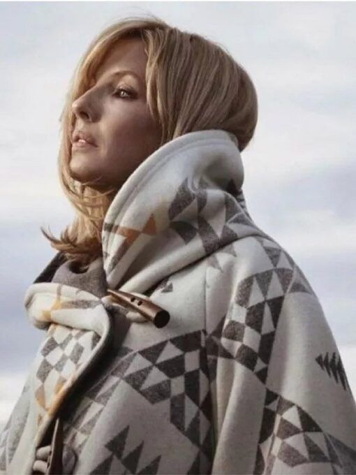 Yellowstone Beth Dutton White Poncho Hooded Coat