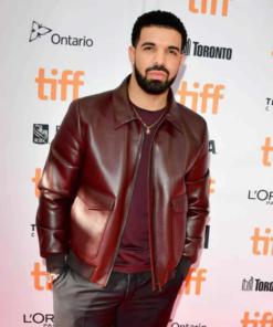 Drake-Maroon-Bomber-Leather-Jacket